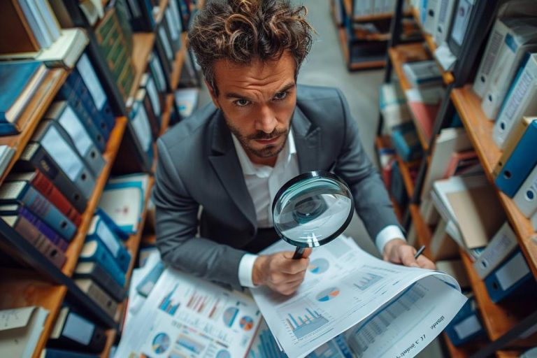 photo d'un homme avec une loupe pour représenter l'audit